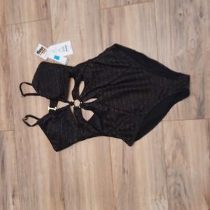 Black & Gold Shimmer Swimsuit